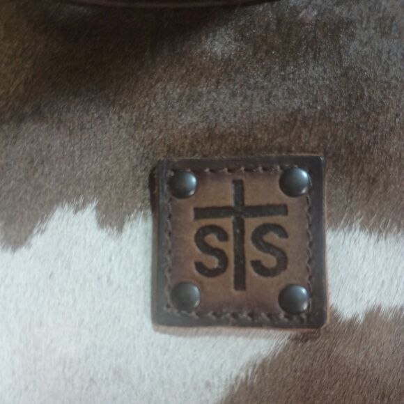 STS Ranch Leather Cowhide Calf Hair Crossbody Bag Purse Brown Rustic Cowgirl - Picture 3 of 9